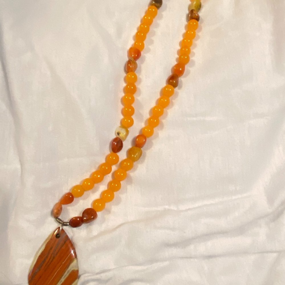 Orange glass stone necklace